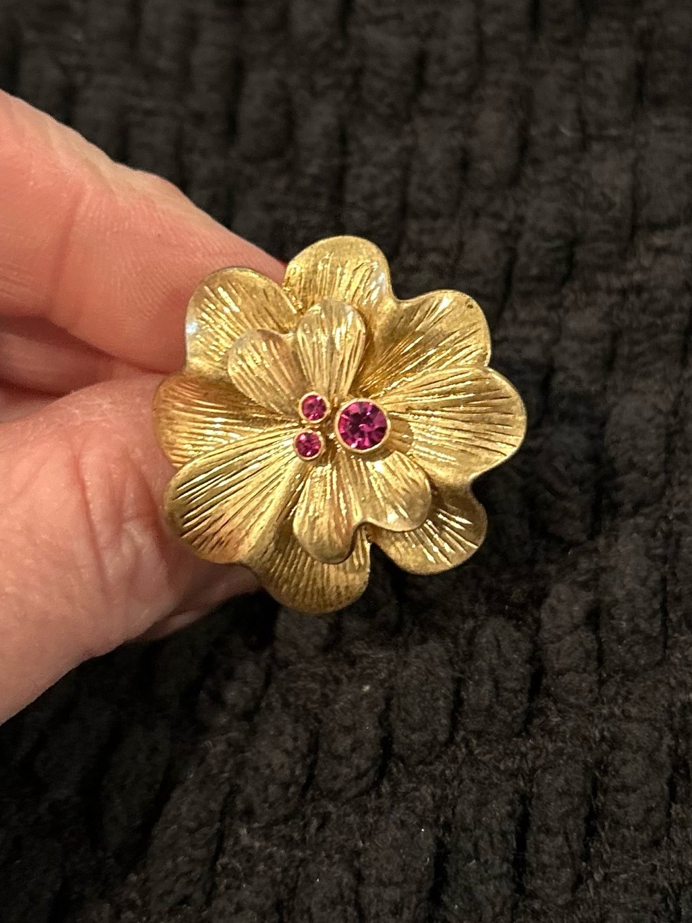 Vintage Lia Sophia Azalea Flower Statement Ring Retired Size 9.5